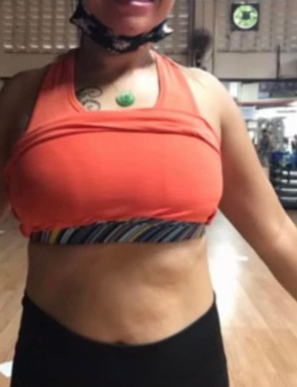 Before: Jasmin's midsection at the start of her training
